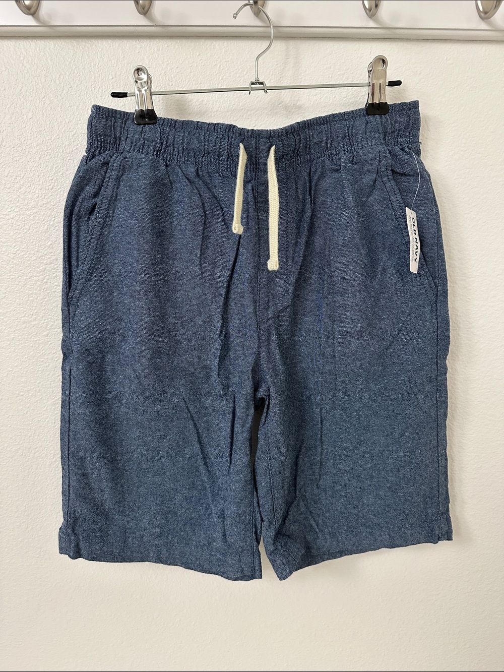 Old Navy XL 14/16 Kids Linen & Cotton Blend Blue Drawstring Kids Shorts NWT